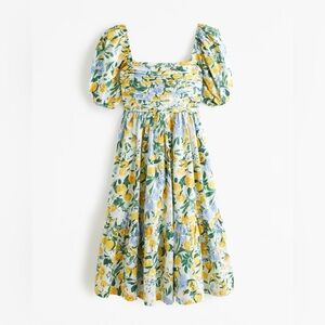 Abercrombie & Fitch Emerson Poplin Puff Sleeve Midi Dress